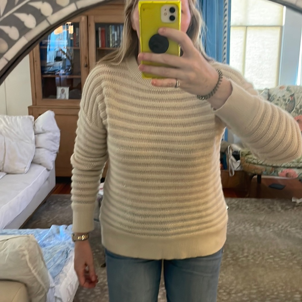 Theory Ribbed Cream Cashmere sweater L - Picture 2 of 4